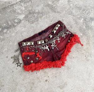 Shorts de Mezclilla con Pedrería Brillante, Ropa de Verano a la Moda, Shorts de Mezclilla con Pedrería Personalizados de Cintura Alta para Mujer - Product Image 1