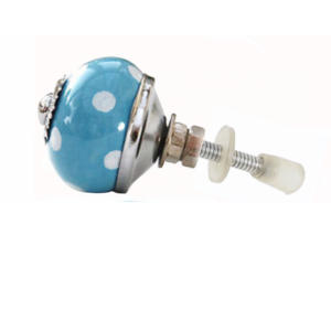 Boutons industriels en céramique turquoise foncé à pois blancs pour salon pour armoire chambre armoire tiroir poignée appartements - Product Image 2