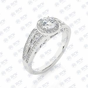 Anillo de moissanita de corte brillante redondo TCW 1,00 para mujer, vástago dividido, aniversario y regalo de cumpleaños para el amor para las celebraciones - Product Image 3