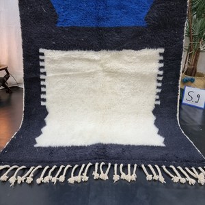 Alfombras de diseñador negro y azul Patrón de impresión de bloque de mano Dhurries 100% Alfombras de material de algodón para el hogar Decoración para sala de estar Alfombras - Product Image 1