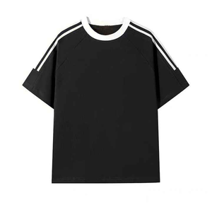 Camiseta de hombre 100% algodón al por mayor diseño personalizado sencillo con mangas de 3 barras Camisa lisa clásica para impresión DTG 220GSM - Product Image 5