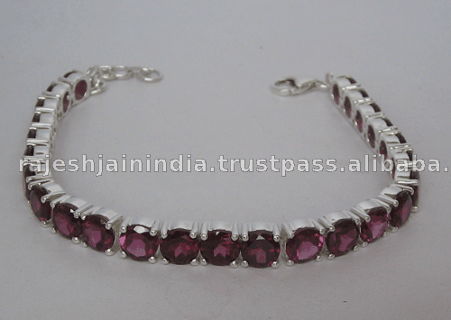 Pulsera de tenis de granate natural para mujer en plata de ley 925 Shah Gems, accesorio de moda - Product Image 1