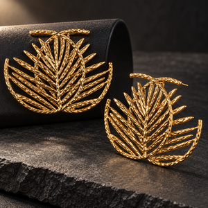 Pendientes de Oro con Hoja de Oro, Chapados en Oro de 18K, de Acero Inoxidable, Joyería de Oreja Impresionante para Mujer, para Banquetes y Fiestas - Product Image 2