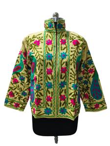 Veste en coton brodé Suzani multicolore faite à la main pour femmes veste respirante au design floral artisanal pour femmes - Product Image 2