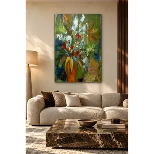 Impression sur toile de fleurs rouges et blanches dans un vase orange de Fida - Product Image 3