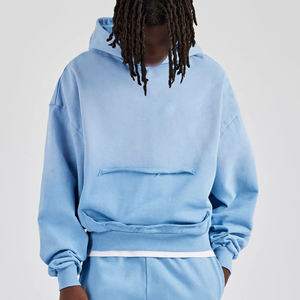 Haute qualité 100% coton hommes à capuche personnalisé imprimé brodé Logo hiver tenue décontracté à la mode Streetwear polaire surdimensionné - Product Image 5