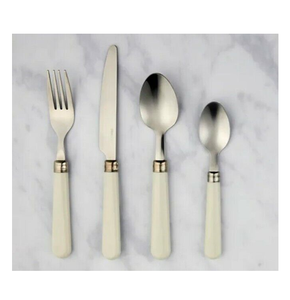 Western Style Stainless steel Cutlery flatware Spoon <b>White</b> Resin Handle Classy Flatware <b>Set</b> Handmade Round for Free Sample - Product Image 2