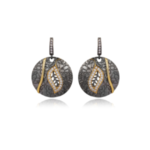 Pendientes de Plata de Ley 925 con Forma de Hoja de Filigrana, Hechos a Mano en Turquía, Chapados en Oro, con Circonita, Estilo Vintage, para Boda - Product Image 1