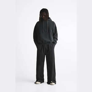 Survêtement Vintage poids lourd lavage à l'acide pour hommes Sun Faded Distress Sweat Suit Drop Shoulder Hoodie Flare Pant Imprimé Plus Size - Product Image 1