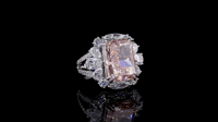 Bague de fiançailles pour femme en or massif 18 carats plaqué rhodium, sertie de diamants de laboratoire roses taille radiant, style déclaration de luxe pour mariage et soirée