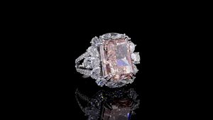 แหวนเพชรทรงรัศมีสีชมพู ทองคำแท้ 14K สำหรับงานหมั้นและงานแต่งงาน เครื่องประดับหรูหรา - Product Image 4