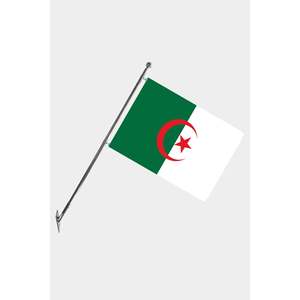 Algeria Telescopic Flagpole Set with Wall-Mount Digtal Printing Technique Polyester <b>Flags</b> and Banners - Product Image 1