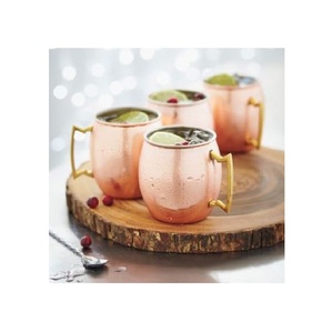 Taza de cobre Moscow Mule y pared gruesa chapada en cobre con mango Interior de latón de acero inoxidable puro para uso en el bar del hotel en casa - Product Image 1