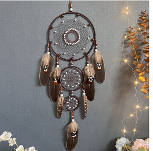 Attrape-rêves noir à trois anneaux, élégance intemporelle faite à la main, attrape-rêves personnalisé pour la chambre, décoration murale pour la maison - Product Image 2