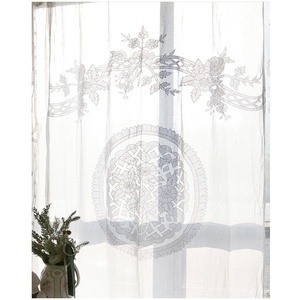 Embroidery White Floral <b>Curtain</b> the Best Quality Linen Luxury <b>Curtain</b> for Home Hotel Resort Quang Thanh Embroidery - Product Image 1