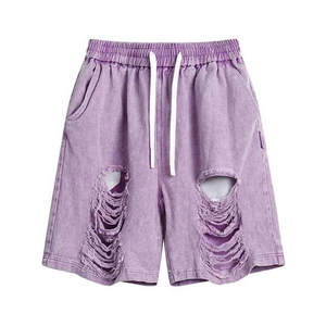 Shorts pour hommes brodés personnalisés de qualité supérieure patchs Logo été 100% coton shorts délavés à l'acide délavés au soleil pour hommes - Product Image 2