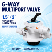 Vanne multiport ABS 6 voies de 1,5 et 2 pouces à montage supérieur, fixée par vis avec manomètre pour filtre à sable de piscine