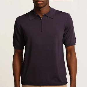 Vente chaude à la mode tenue hommes quart Zip Polo t-shirt meilleur prix en ligne respirant hommes quart Zip Polo t-shirt - Product Image 1