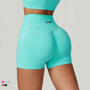 Shorts de yoga taille haute sans coutures pour femmes Gym Fitness Scrunch Butt Shorts personnalisés grossistes Shorts de sport taille moyenne - Product Image 3