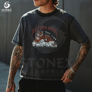 เสื้อยืดสำหรับผู้ชายเสื้อยืดผ้าฝ้ายลายกราฟิกขนาดใหญ่สีเรียบๆ - Product Image 6