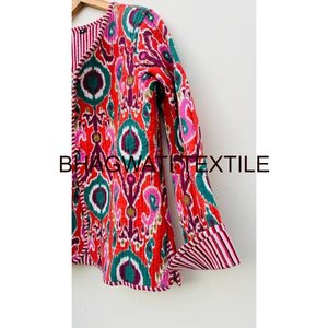 Vestes matelassées faites à la main manteau vacances cadeaux bouton plus proche veste coton femmes veste matelassée bloc imprimé Boho Style bord brut - Product Image 5