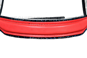 Bridon de cheval en cuir fait main avec frontal en cristal rouge et muserolle rembourrée, bridon équestre durable - Product Image 4