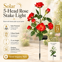 Lampe solaire décorative d'extérieur à 5 têtes en forme de rose, IP65, plusieurs couleurs, pour jardin, vente en gros