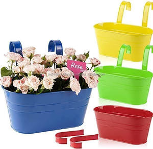 Vase à fleurs haut seau en métal avec poignée en corde de paille pour décoration de jardin - Product Image 4