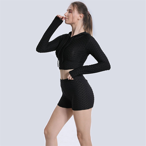 Women Sportswear 2 Piece <b>Set</b> Women Gym Fitness <b>Sets</b> Women Leggings Anti Cellulite Long Sleeve Crop Top <b>set</b> - Product Image 3