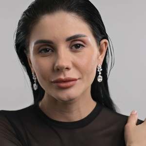 Preciosos pendientes colgantes de oro blanco de 18 quilates con diamantes de laboratorio para mujer, accesorios de joyería nupcial de moda para boda - Product Image 2