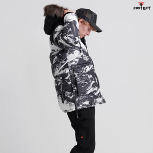 Nuevo diseño personalizado de alta calidad impermeable a prueba de viento con capucha cremallera de talla grande chaqueta de esquí impresa para hombres de invierno - Product Image 5