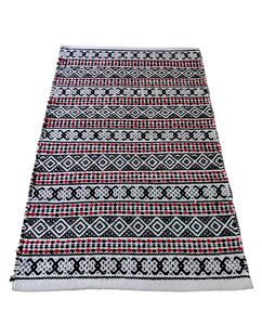 Tapis Kilim en coton tissé à la main, motif chevron noir et blanc, tissage plat, moderne, tapis de sol, vente en gros, prêt à être expédié - Product Image 3