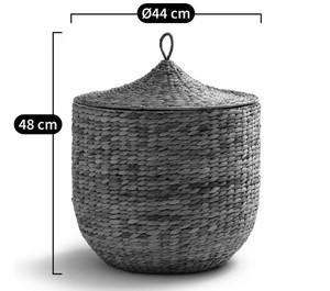 Panier de rangement rustique tissé en jacinthe d'eau écologique de haute qualité avec couvercle, panier à linge, multi-usages, maison, hôtel, restaurant, personnalisé - Product Image 4