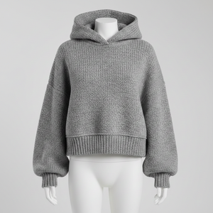 Sudadera con Capucha Extra Corta de Felpa Gruesa Personalizada, 360 g/m², 100 % Algodón, Color Gris Jaspeado, Estilo Urbano para Hombre, Corte Regular, Tejido de Punto - Product Image 2