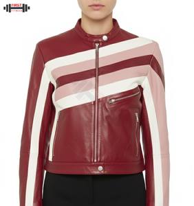 Nouvelle arrivée : Blouson aviateur en cuir rayé respirant pour femme grande taille, manches longues, taille personnalisée, idéal pour l'hiver - Product Image 1