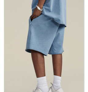 2025 nueva moda al por mayor pantalones cortos deportivos de Fitness para hombres pantalones cortos de chándal de lana de algodón estampados - Product Image 2