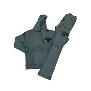 ชุดวอร์มผ้าคอตตอนฟลีซสำหรับผู้ชายชุดวอร์มผ้าคอตตอนผ้าฟลีซพิมพ์ลายสกรีนโลโก้แบบลำลองออกแบบได้ตามที่ต้องการ - Product Image 3