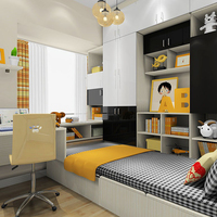 Bureau d'étude moderne en bois personnalisable avec armoire et placard pour chambre et salon