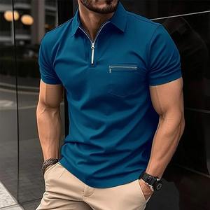 POLO de manga corta con bolsillo con cremallera para hombre con estilo Cool Summer casual diario deportes al aire libre estilo de negocios color sólido Top Crew - Product Image 2