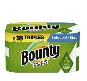 Serviettes en papier Bounty Select-A-Size, triple rouleaux, blanc, 135 feuilles par rouleau, 6 pièces - Product Image 1
