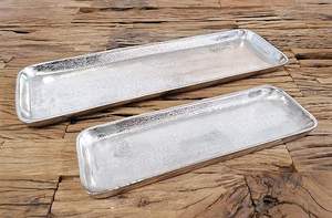 Plateau de service en aluminium, décoratif, décoration de luxe en aluminium argenté, pour le salon, la cuisine 31 cm ou 45 cm (31x10x2 cm) - Product Image 2