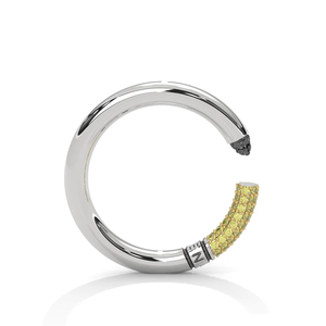 Noble Lights Sculptural Cigarette Inspired Ring in White Yellow and Black Gold Plating Studded Statement Art Ring Modern Luxury - Product Image 4