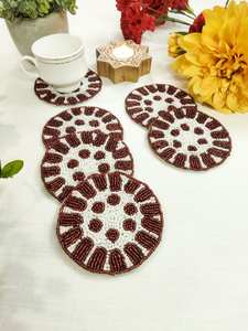 Sous-verres perlés classiques faits à la main-Sous-verres d'église et de boissons religieuses avec support en polyester (4x4 pouces) - Product Image 6