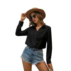 Custom Oversized Linen Blouses And Shirts Casual Blouses For Women Drop Shoulder Button Up Shirt Tops For Women