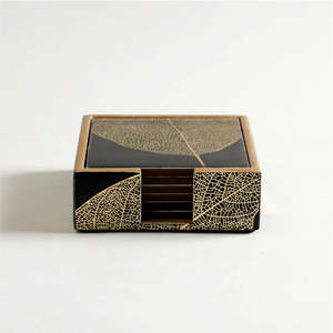 Classic Design Mango Wood <b>Coaster</b> <b>Set</b> of 6 Glossy Finish Enamel Counting Mats & Pads - Product Image 1