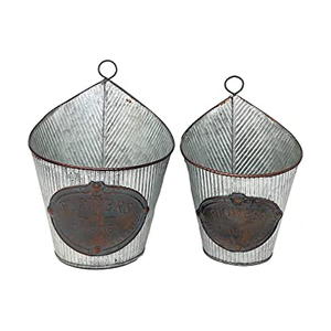 Jardinière galvanisée suspendue de forme ronde avec poignée en corde Pot de fleur en fer métallique de luxe et jardinière jardin intérieur extérieur décor - Product Image 4