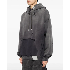 Sudadera con Capucha para Hombre, Diseño Desgastado, Cómoda, 100% Algodón, Patrón Sólido, Cuello con Capucha, Impermeable, Nuevo Modelo de Moda, Proveedor Directo de Fábrica, ODM - Product Image 2