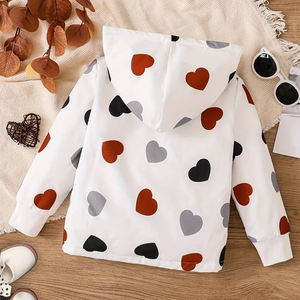 Chaqueta de manga larga con capucha y estampado Allover para niña, abrigo con forro polar cálido a la moda para invierno - Product Image 2