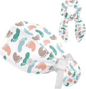 OEM de alta calidad con estampado floral personalizado gorra unisex con cordón a granel cantidad al por mayor precio médico profesional gorras de fregado - Product Image 6