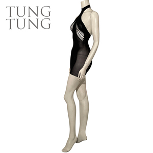 Black Sheer Halter Neck <b>Fishnet</b> Sheer Mesh Dress - Product Image 2